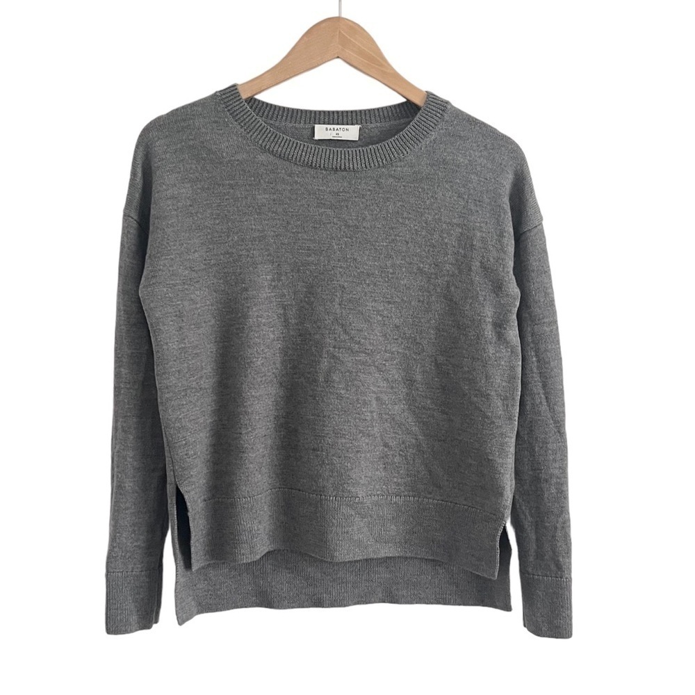 Babaton Aritzia Gunnar Grey Merino Wool Scoop Neck Sweater